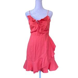NBD Silk Ruffle Pink Mini Dress Small Cocktail Revolve Resortwear Beach Vacation